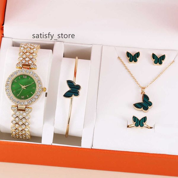 creative green butterfly suit for friends diamond encrusted steel band quartz watch + bracelet + ring + necklace + earrings, Slivery;golden
creative green butterfly suit for friends diamond encrusted steel band quartz watch + bracelet + ring + necklace + earrings, Slivery;golden