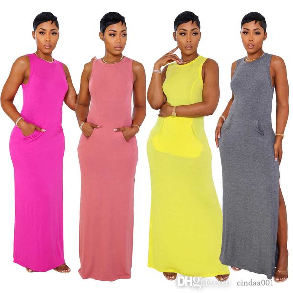 new arrivals womens designer dress 2023 summer casual brief style crew neck sleeveless mouse pocket body side split long dresses, Black;gray
new arrivals womens designer dress 2023 summer casual brief style crew neck sleeveless mouse pocket body side split long dresses, Black;gray