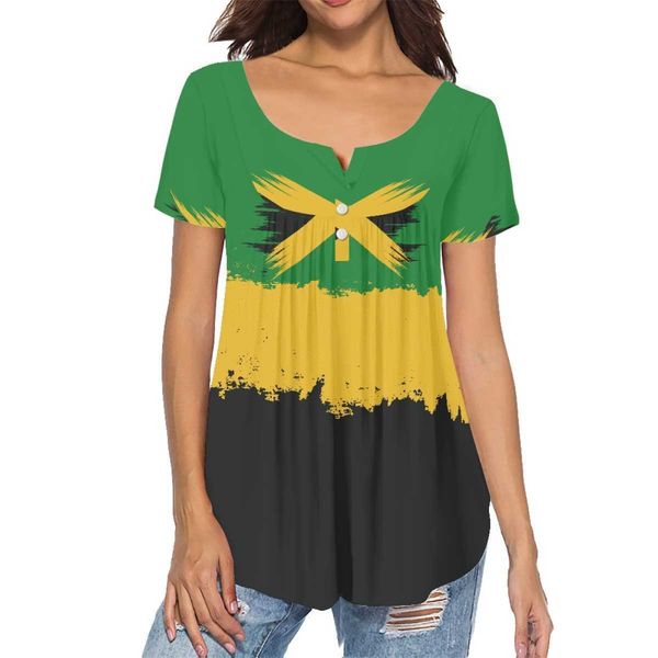 clothing customized jamaica women's blouses shirts wholesale jamaica flag design women shirts blouses and gqzc, White