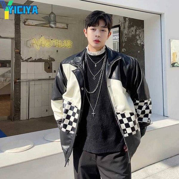 yiciya men's jackets spring autumn 2022 fashion streetwear korean checkerboard stitching leather jacket men loose casual handsome, Black;brown
yiciya men's jackets spring autumn 2022 fashion streetwear korean checkerboard stitching leather jacket men loose casual handsome, Black;brown