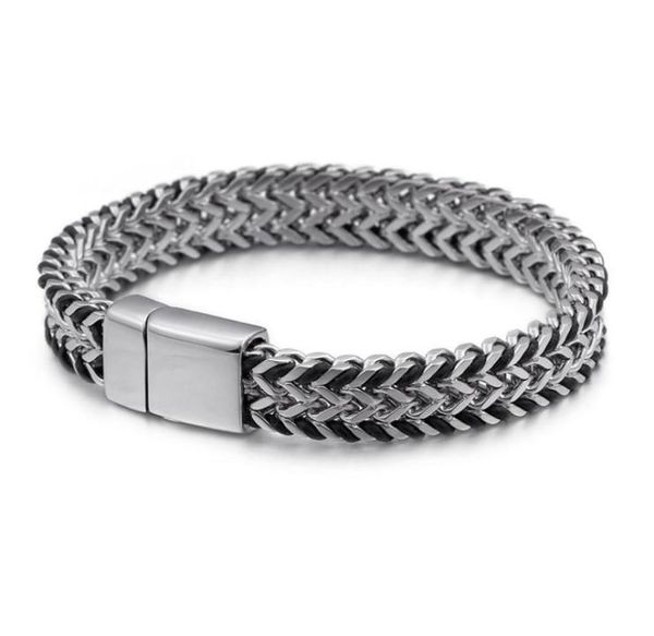 men jewelry braided leather double row stainless steel woven chain width 11mm magnet buckle bracelet whole18359164690245, Black
men jewelry braided leather double row stainless steel woven chain width 11mm magnet buckle bracelet whole18359164690245, Black