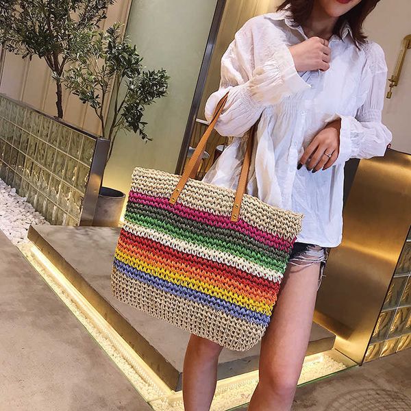 beach bags women rainbow color handbag bag rattan woven handmade knitted straw large capacity tote leather shoulder 230530
beach bags women rainbow color handbag bag rattan woven handmade knitted straw large capacity tote leather shoulder 230530