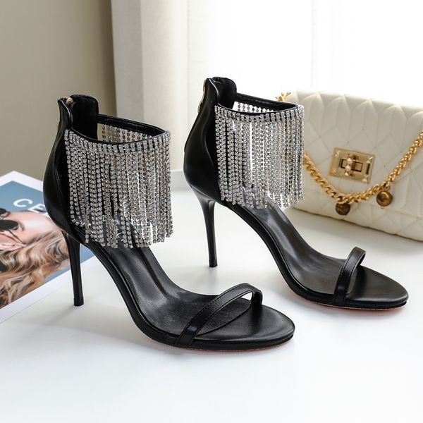 luxury 2023 summer new open toe rhinestone chain high heel shoes with hollow button sandals slim heel women's shoes size 34-42, Black
luxury 2023 summer new open toe rhinestone chain high heel shoes with hollow button sandals slim heel women's shoes size 34-42, Black