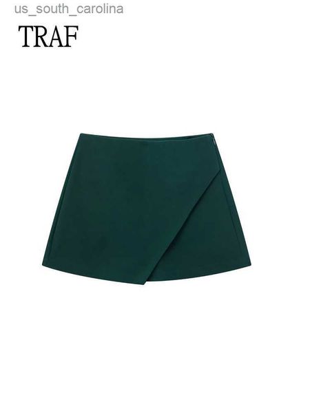 skirts traf solid color women shorts skirt 2023 fashion asymmetrical slim short skirts korean style green black red blue casual skirt l23052
skirts traf solid color women shorts skirt 2023 fashion asymmetrical slim short skirts korean style green black red blue casual skirt l23052