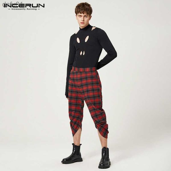 men's pants incerun 2023 american style handsome new men's vintage plaid pattern pantalons fashion male plaid irregular wide leg p, Black
men's pants incerun 2023 american style handsome new men's vintage plaid pattern pantalons fashion male plaid irregular wide leg p, Black