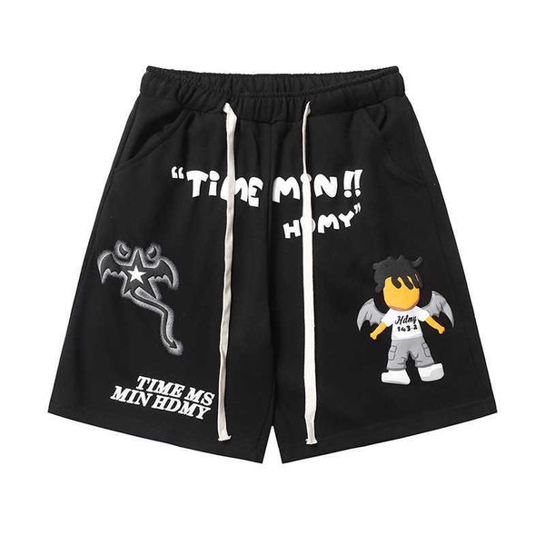 foaming letter cartoon printed casual shorts men's fashion loose drawstring pants, White;black
foaming letter cartoon printed casual shorts men's fashion loose drawstring pants, White;black