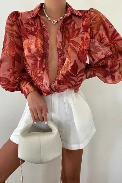 elegant ootn female casual vintage office ladies clothing single breasted lantern sleeve blouses spring print women's shirt iy, White
elegant ootn female casual vintage office ladies clothing single breasted lantern sleeve blouses spring print women's shirt iy, White