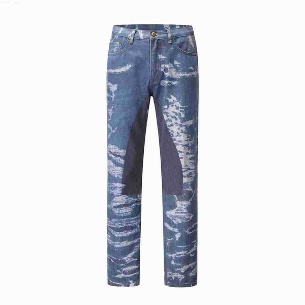 man's new designer denim men's pants with torn holes trendy black straight leg printed jeans, Blue
man's new designer denim men's pants with torn holes trendy black straight leg printed jeans, Blue