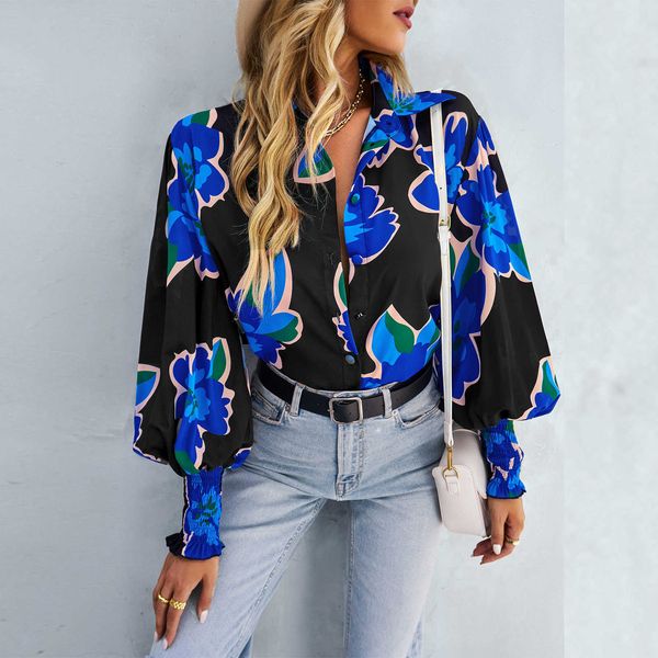 print women's spring shirt single breasted lantern sleeve loose blouses female elegant casual vintage office ladies clothing zkq, White
print women's spring shirt single breasted lantern sleeve loose blouses female elegant casual vintage office ladies clothing zkq, White