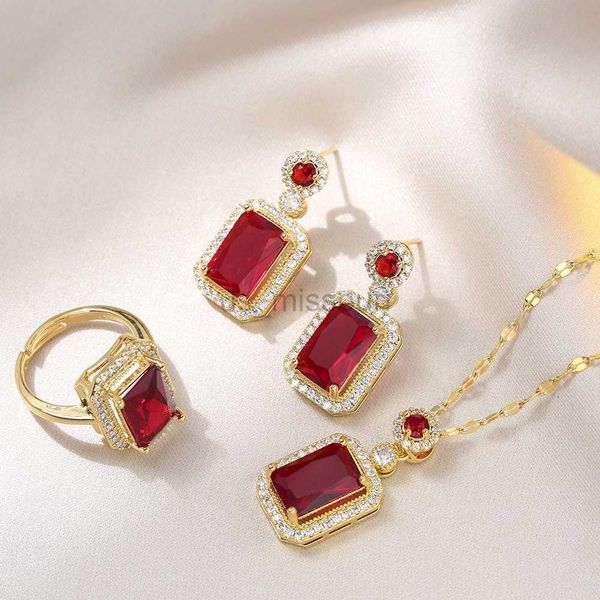 band rings european and american red crystal tourmaline necklace earrings ring 3piece set for women exquisite banquet wedding jewelry set j2, Silver
band rings european and american red crystal tourmaline necklace earrings ring 3piece set for women exquisite banquet wedding jewelry set j2, Silver