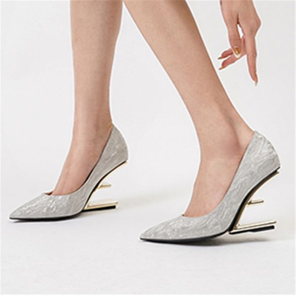 designer letter strange heel women pumps pointed toe silver high heels party wedding dress valentine shoes bride wedges, Black
designer letter strange heel women pumps pointed toe silver high heels party wedding dress valentine shoes bride wedges, Black