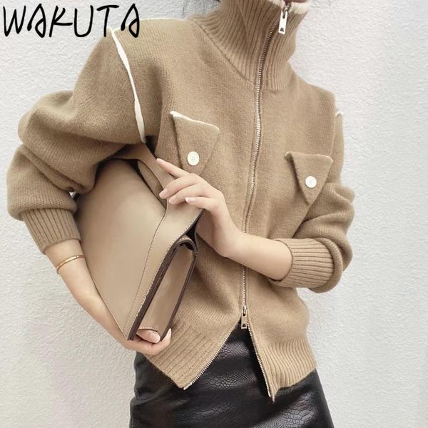 sweaters wakuta woman streetwear sweater knit cardigan zipper turn down neck long sleeve loose wild korean style 2023 new autumn fashion, White;black
sweaters wakuta woman streetwear sweater knit cardigan zipper turn down neck long sleeve loose wild korean style 2023 new autumn fashion, White;black