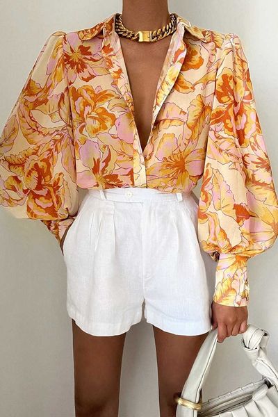 female elegant ootn casual vintage office ladies clothing single breasted lantern sleeve blouses spring print women's shirt qfyq, White
female elegant ootn casual vintage office ladies clothing single breasted lantern sleeve blouses spring print women's shirt qfyq, White
