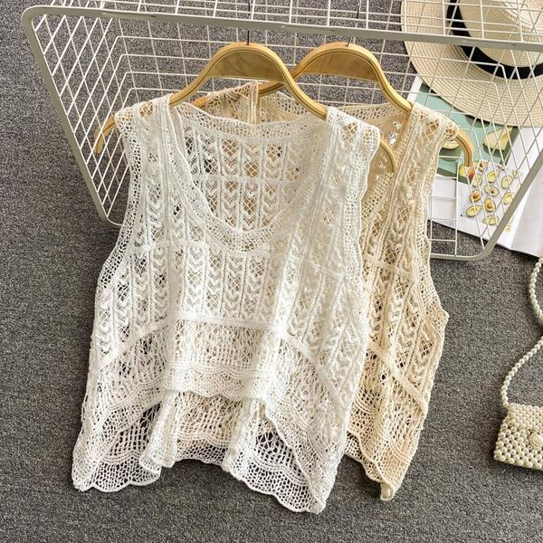 polos women versatile vneck loose sleeveless short hirt lace knitted vest hollowed out crochet casual solid temperament polo 2022, White
polos women versatile vneck loose sleeveless short hirt lace knitted vest hollowed out crochet casual solid temperament polo 2022, White