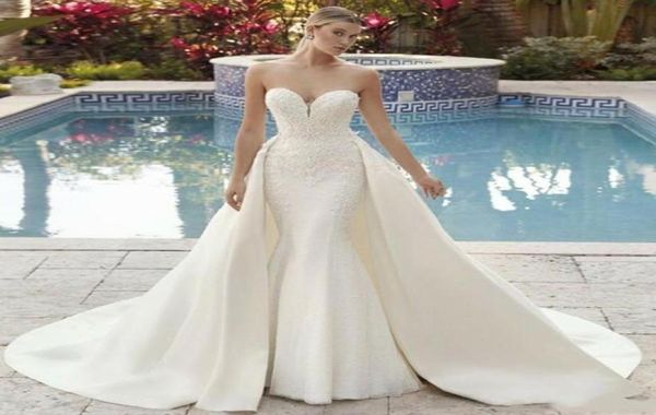 beach wedding dresses mermaid sweetheart lace applique satin bridal gowns with detachable train custom made vestidos de soire1878149, White
beach wedding dresses mermaid sweetheart lace applique satin bridal gowns with detachable train custom made vestidos de soire1878149, White
