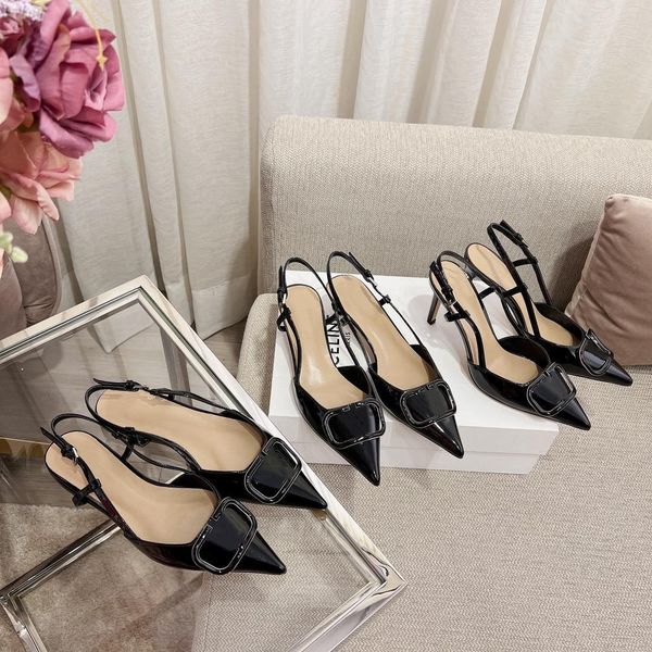 brand luxury women's sandals brand designer high heels metal buckle shoes women's slingback pumps pointed toe stiletto evening sho, Black
brand luxury women's sandals brand designer high heels metal buckle shoes women's slingback pumps pointed toe stiletto evening sho, Black