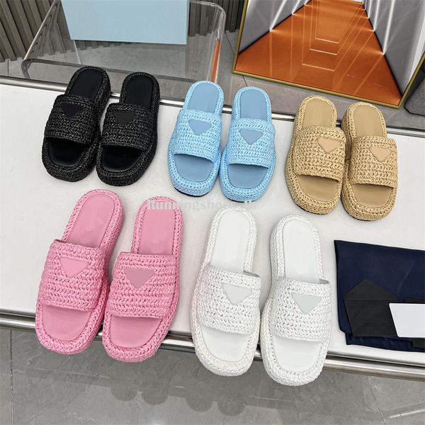 women slipper designer slippers raffia straw sandal woven thick bottom sandals lady platform wedges square toe flip flops rubber slides, Black
women slipper designer slippers raffia straw sandal woven thick bottom sandals lady platform wedges square toe flip flops rubber slides, Black