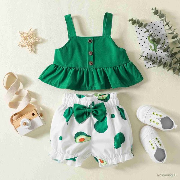 clothing sets girls summer solid color ruffles sleeveless short and elastic waist avocado printed bow shorts 0-4y, White
clothing sets girls summer solid color ruffles sleeveless short and elastic waist avocado printed bow shorts 0-4y, White
