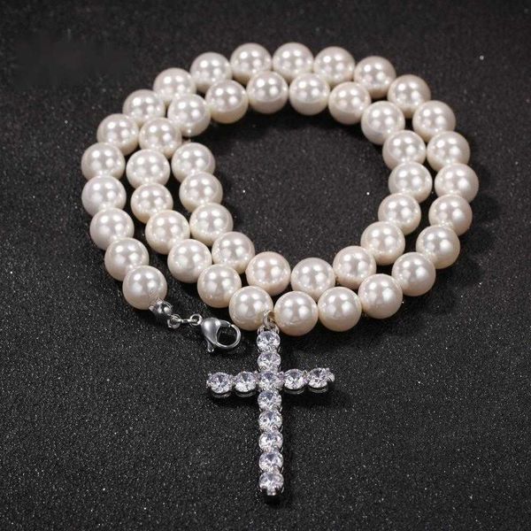 pendant necklaces simple cross pendant 8-10mm pearl necklace hip hop fashion accessories for men and women, Silver
pendant necklaces simple cross pendant 8-10mm pearl necklace hip hop fashion accessories for men and women, Silver
