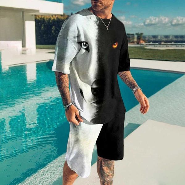 men's summer shorts loose casual short sleeved set color matching personalized animal print tshirt yxni, White;black
men's summer shorts loose casual short sleeved set color matching personalized animal print tshirt yxni, White;black