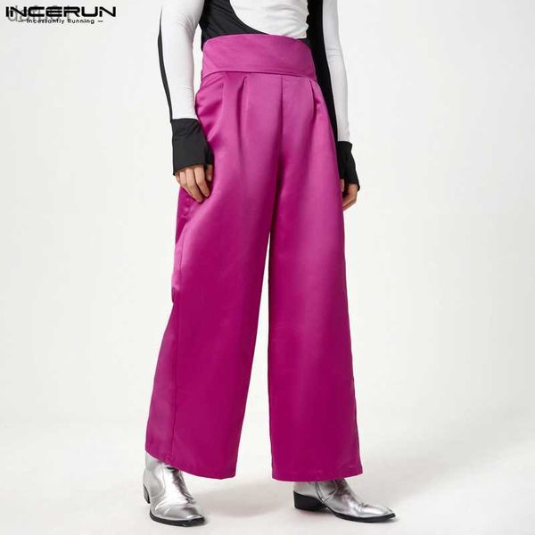 men's pants incerun fashion men pants solid color high waist streetwear loose party straight trousers men 2023 joggers casual pantalon, Black
men's pants incerun fashion men pants solid color high waist streetwear loose party straight trousers men 2023 joggers casual pantalon, Black