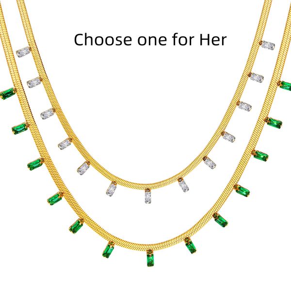 women's necklace personalized and trendy stainless steel flat thin chain necklace inlay cubic zirconia jewelry gift, Golden;silver
women's necklace personalized and trendy stainless steel flat thin chain necklace inlay cubic zirconia jewelry gift, Golden;silver