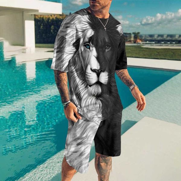 summer shorts men's loose casual short sleeved set color matching personalized animal print tshirt o, White;black
summer shorts men's loose casual short sleeved set color matching personalized animal print tshirt o, White;black