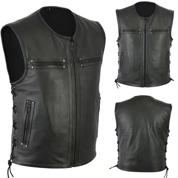blazers men side lace denim style biker motorcycle leather vest gun pockets, White;black
blazers men side lace denim style biker motorcycle leather vest gun pockets, White;black