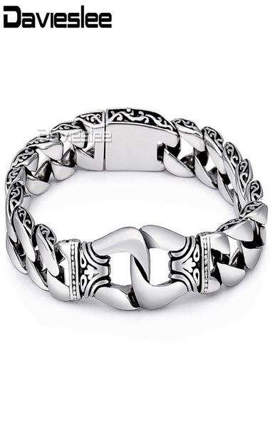 davieslee mens bracelet chain 316l stainless steel punk bracelets for men curved silver color curb chains cuban link 15mm lhb10 j12188020, Golden;silver
davieslee mens bracelet chain 316l stainless steel punk bracelets for men curved silver color curb chains cuban link 15mm lhb10 j12188020, Golden;silver