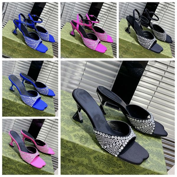 2023 womens slide sandal silk satin crystals slippers saddles sling back heart shaped sole 6.5cm italy women designer shoes leather sole sum, Black
2023 womens slide sandal silk satin crystals slippers saddles sling back heart shaped sole 6.5cm italy women designer shoes leather sole sum, Black