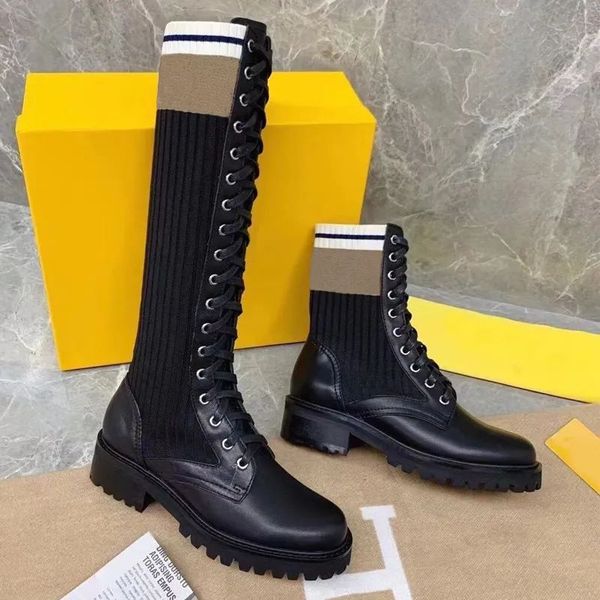 autumn winter womens socks boots soft cowhide knitted elastic lace long designer high boot leather lady letter shoe thick soled women shoes, Black
autumn winter womens socks boots soft cowhide knitted elastic lace long designer high boot leather lady letter shoe thick soled women shoes, Black
