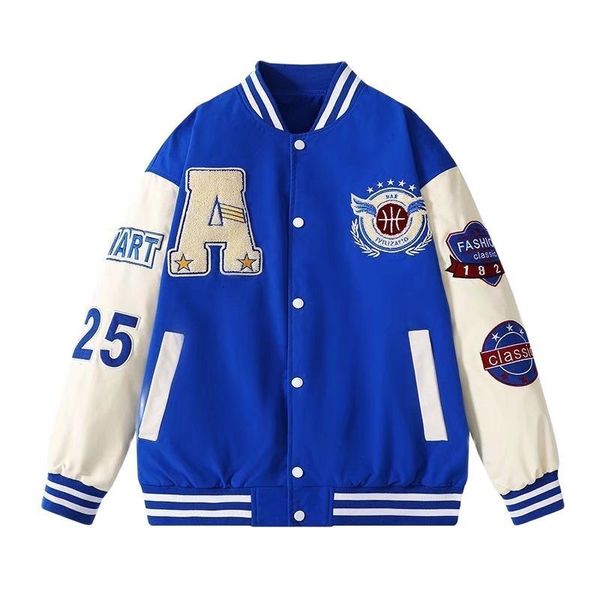 

Jackets Mens Letter Leather Jacket College Hop Harajuku Bone Varsity Unisex Bomber Streetwear Hip Patchwork Baseball Women Coats Men 230531, Blue