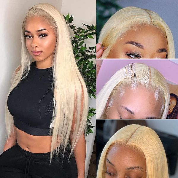 613 blonde 13x4 hd lace front human hair wigs 150% brazilian bone straight hair 13x6 transparent lace frontal wig with baby hair, Black;brown
613 blonde 13x4 hd lace front human hair wigs 150% brazilian bone straight hair 13x6 transparent lace frontal wig with baby hair, Black;brown