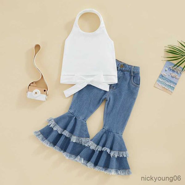 clothing sets girls summer outfit kid children solid color sleeveless halter vest and denim pants, White
clothing sets girls summer outfit kid children solid color sleeveless halter vest and denim pants, White