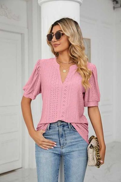 summer women's clothing vneck bubble puff sleeve women blouse hollow out loose casual tshirt, White
summer women's clothing vneck bubble puff sleeve women blouse hollow out loose casual tshirt, White