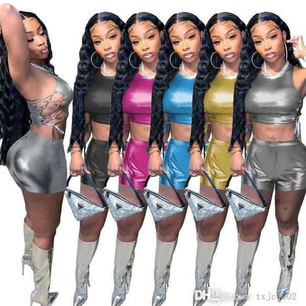 designer clothing summer tracksuits women two piece set gilded shiny solid strap hollow out crop and shorts outfits, Gray
designer clothing summer tracksuits women two piece set gilded shiny solid strap hollow out crop and shorts outfits, Gray