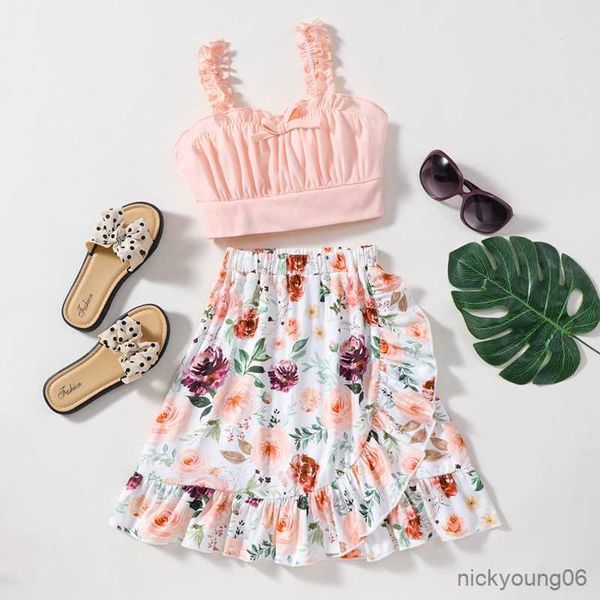 clothing sets new girls set summer sweet solid strap andflower print short skirts fashion kids clothes cool children 5-10y, White
clothing sets new girls set summer sweet solid strap andflower print short skirts fashion kids clothes cool children 5-10y, White