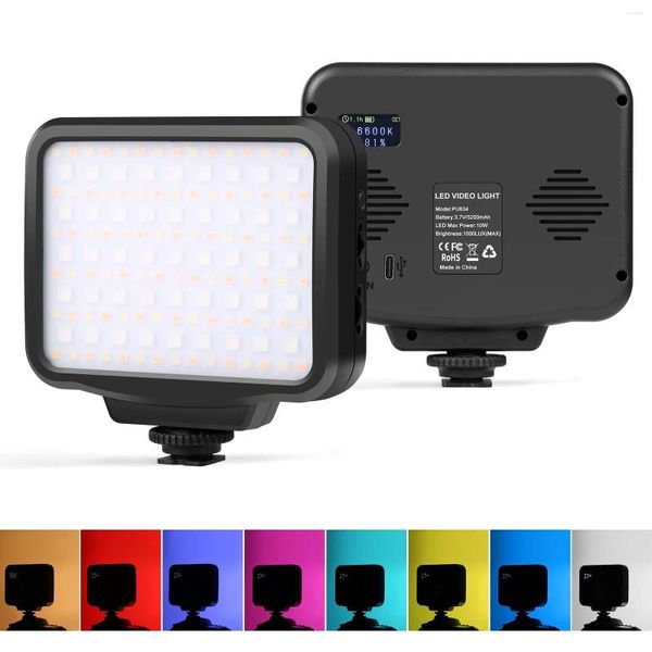 Image of Flash Heads PULUZ Portable Pocket 2500-9900K RGB Full Color Beauty Fill Light Handheld On-Camera 1000LUX 10W Pography LED
