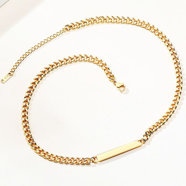 women's necklace personalized and trendy stainless steel cuban chain necklace with long stripe-shaped pendant and extended chain jewelr, Golden;silver
women's necklace personalized and trendy stainless steel cuban chain necklace with long stripe-shaped pendant and extended chain jewelr, Golden;silver