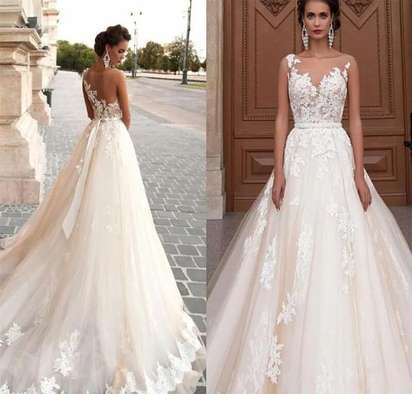 plus size applique illusion back country dress sash custom made ivory with champagne lace wedding dresses bridal gown, White
plus size applique illusion back country dress sash custom made ivory with champagne lace wedding dresses bridal gown, White