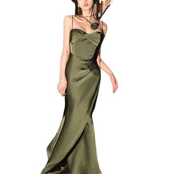 party spaghetti strap summer dress elegant slim solid maxi dresses for women 2023 satin three-dimensional decoration dress, Black;gray
party spaghetti strap summer dress elegant slim solid maxi dresses for women 2023 satin three-dimensional decoration dress, Black;gray