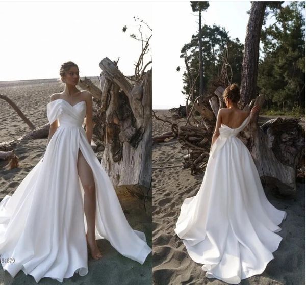modern off shoulder elegant a line wedding dresses for women plus size high side split backless satin boho beach bride dress gowns robes de, White
modern off shoulder elegant a line wedding dresses for women plus size high side split backless satin boho beach bride dress gowns robes de, White