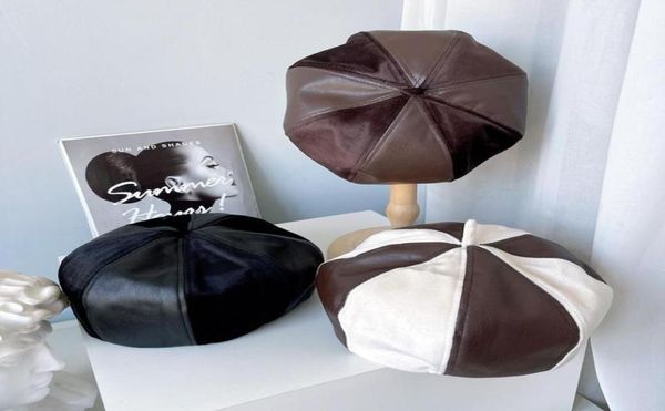 berets japanese design beret hat female literary color matching mushroom suede stitch pu leather painter flight attendant hatberet1663157, Blue;gray
berets japanese design beret hat female literary color matching mushroom suede stitch pu leather painter flight attendant hatberet1663157, Blue;gray