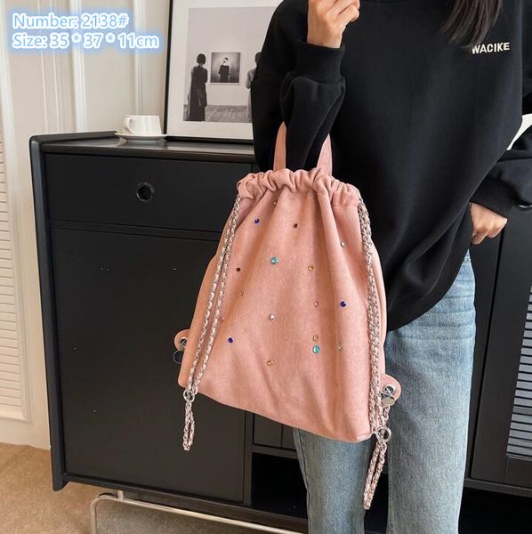 Factory wholesale ladies shoulder bags 5 colors this year popular colored gems women backpack thickened matte suede bucket bag personalized diamond handbag, Blue-2138#
Factory wholesale ladies shoulder bags 5 colors this year popular colored gems women backpack thickened matte suede bucket bag personalized diamond handbag, Blue-2138#