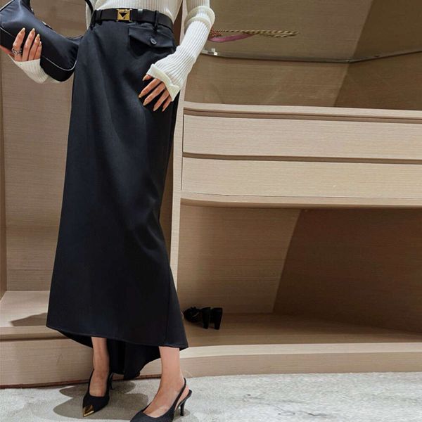 Women Skirts New Metal Letter Embroidery Decoration Buckle Belt Half Skirt Flap Edge Simple And Fashionable Women Dress Clothing, Black
Women Skirts New Metal Letter Embroidery Decoration Buckle Belt Half Skirt Flap Edge Simple And Fashionable Women Dress Clothing, Black