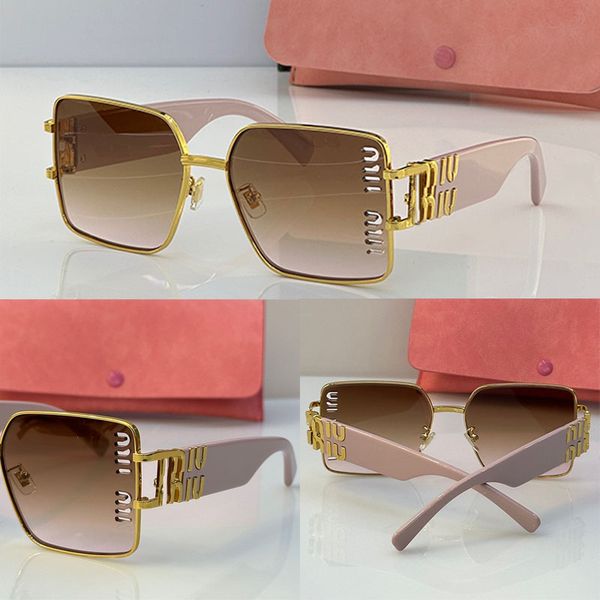 

Oversize fashionable and atmospheric square gold frame with hollow logo on the lenses acetate legs metal niniu logo with temples SMU81V gradient Lunettes de soleil