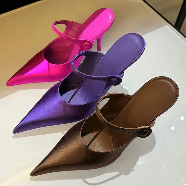 New Satin pointed toe slipper 90mm Stiletto heel sandal luxury slipper for women Party high-heeled shoes for Style Summer and Spring multi-function designer Sandals, Purple
New Satin pointed toe slipper 90mm Stiletto heel sandal luxury slipper for women Party high-heeled shoes for Style Summer and Spring multi-function designer Sandals, Purple