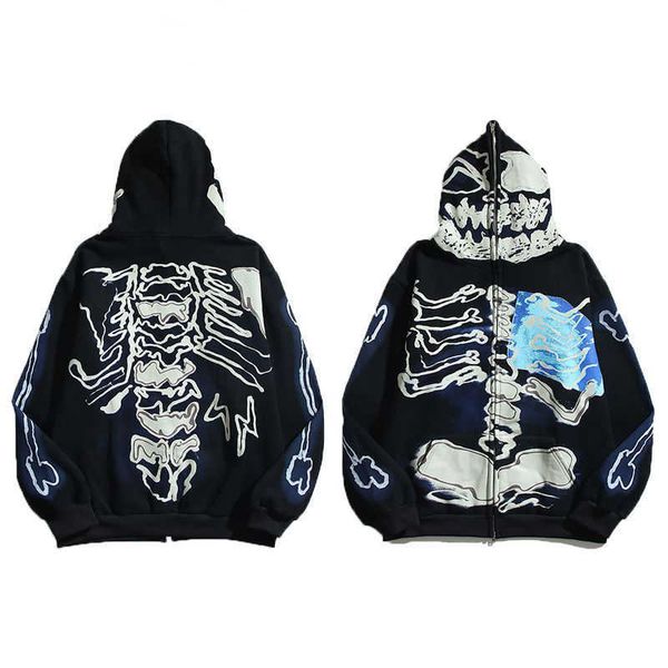 

Streetwear Hoodies For Men Crewneck Sweatshirts Halloween Hip Hop Retro Skeleton Suprem Hoodie Womens Hooded High Street Pullover Sweatshirt Suprem Hoodie