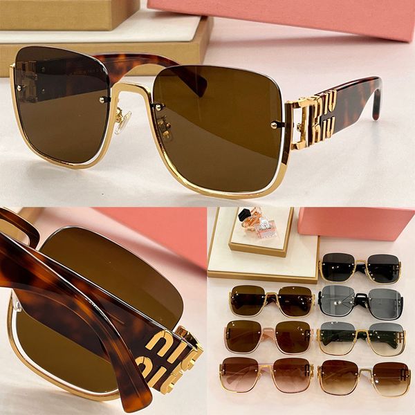 

Square W metal sunglasses half gold metal frame gradient Gafas de sol luxurious men and women SMU75V temple with metal letter connecting legs Lunettes de vacances