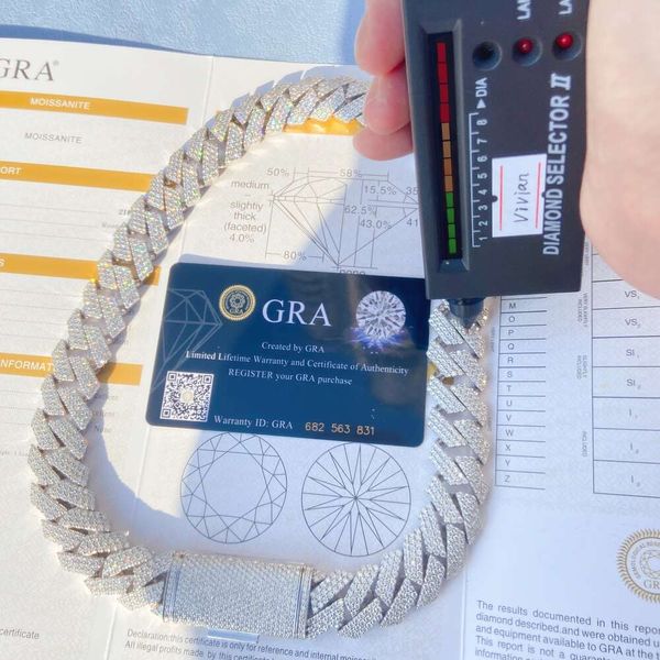 Hand Setting 18Mm Width Three Rows Iced VVS Moissanite Sier Men Diamond Link Necklace Cuban Chain
Hand Setting 18Mm Width Three Rows Iced VVS Moissanite Sier Men Diamond Link Necklace Cuban Chain